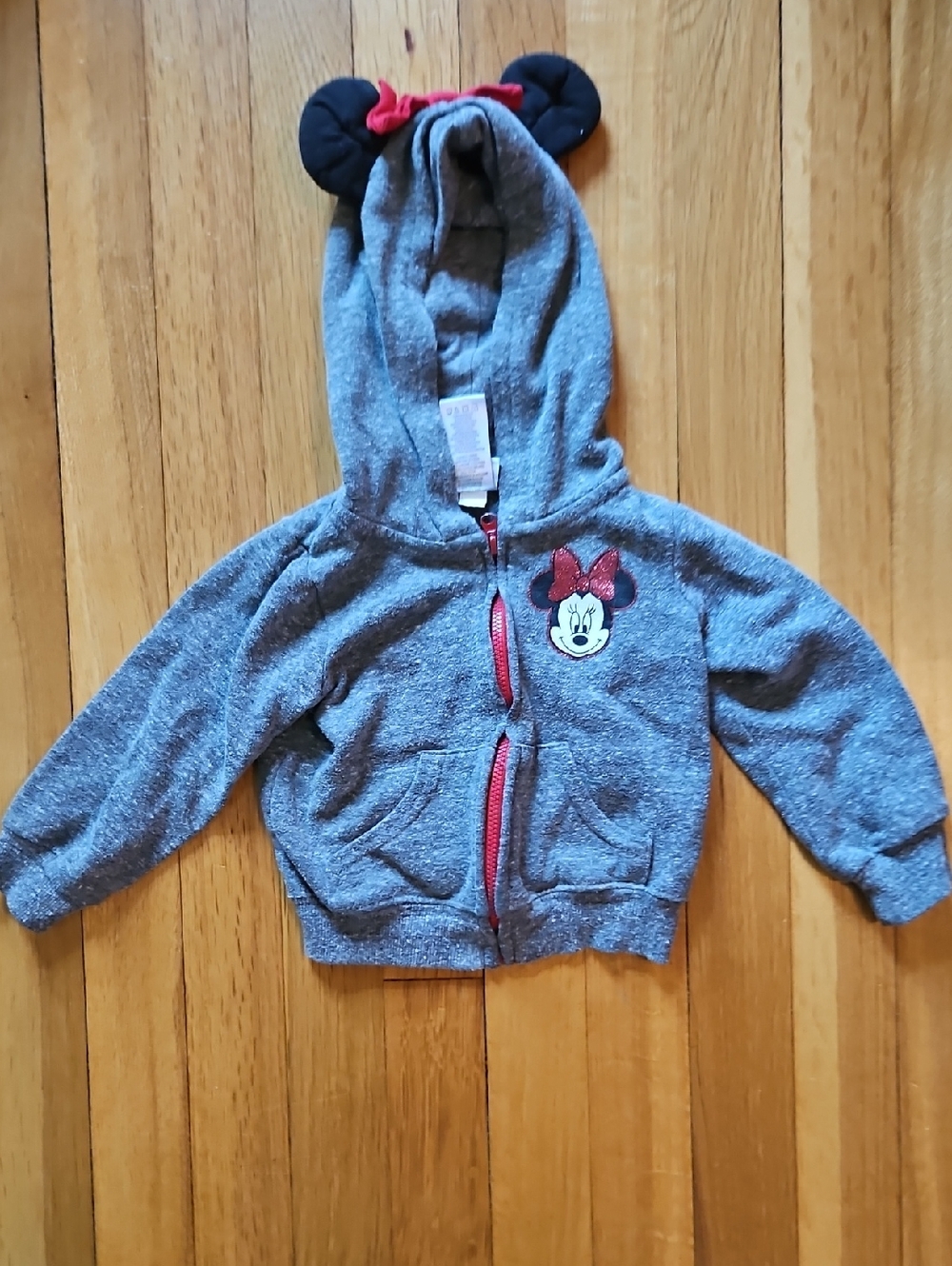 Disney Gray Hoodie with Minnie Ears and Red Bow Accents